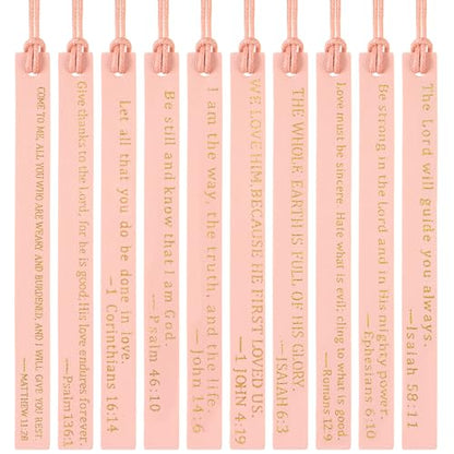 Skyygemm 10 Pcs Christian Bookmarks Christmas Gift for Women, Pink - color: Pink