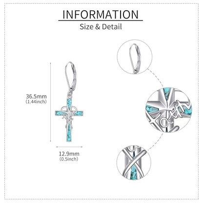 Cross Earrings 925 Sterling Silver Dangle Earring Gifts for Women - style: Cross Faith