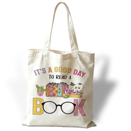 Book Lovers Readers Gifts, It's A Good Day to Read A Book, Cute Reusable Cloth Cotton Bags for Shopping, Canvas Tote Bag Gifts for Women Teacher, Useful Gift to Women Teachers Friends - color: Style 13