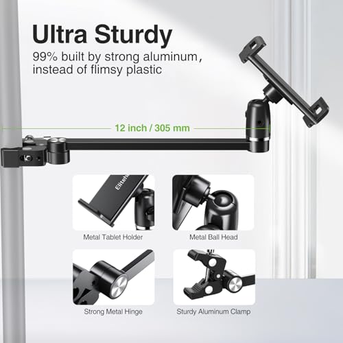 elitehood 12in Long Arm iPad Mic Stand Mount for Microphone Music Stand - size: 12in Arm