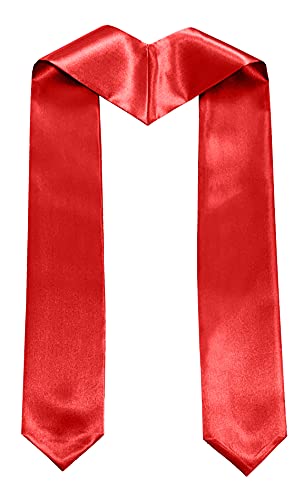 Plain Graduation Stole Sash 60 Inch Unisex Adults Solid - color: Red Stole