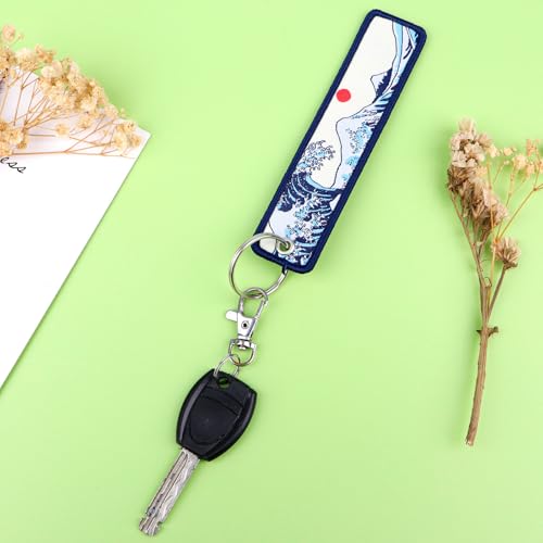 Woven Keychains (2-Packs) - Motorcycle Key Tag for Keys, Cars, Scooters, Aesthetic Key Chain for Women, Teacher, Men - color: Wave