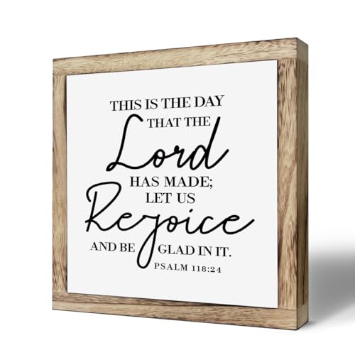 Scripture Sign, This is The Day That The Lord has Made Sign, Wooden Plaques Box Signs, Christian Wood Sign, Bible Verse Decor, Table Shelf Decoration, Psalm 118:24 Sign, Housewarming Gift - color: Christian 14