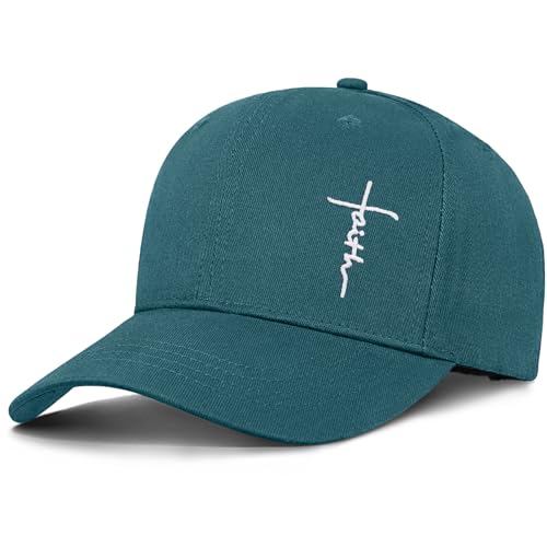 Christian Jesus Hats for Men & Women - Cross Logo Faith Baseball Caps - Ideal Religious Gifts for Thanksgiving and Christmas - color: Storm Blue