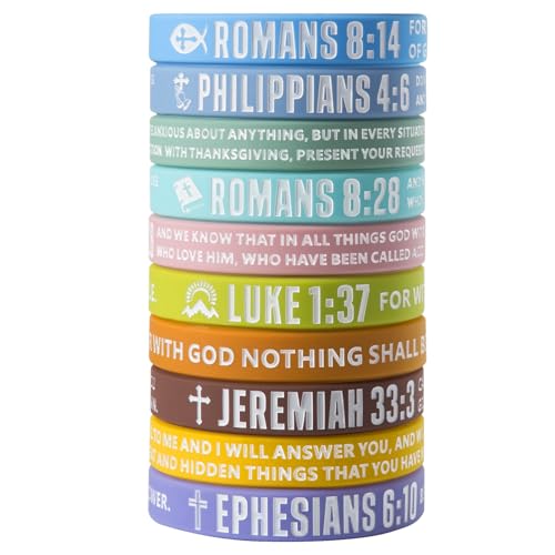12 Pieces Bible Verse Bracelets Religious Silicone Wristbands