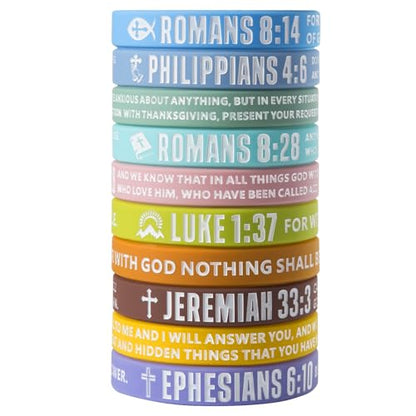 12 Pieces Bible Verse Bracelets Religious Silicone Wristbands