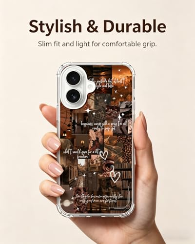 Brown Aesthetic Phone Case Compatible with iPhone 17, Vintage Vibe Moodboard Phone Cover for iPhone 17 - color: Brown Aesthetic