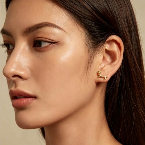 Cute Stud Earrings for Women Dachshund Koi Fish Sea Star Sea Turtle Sea Conch Earrings 14K Gold Plated Dainty Stud Earring funky Jewerly - color: Gold Dachshund