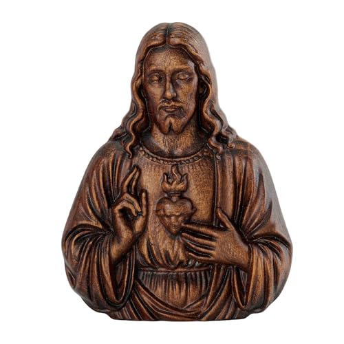 bgcarpenter Handmade Wooden Sacred Heart of Jesus Statue Wall Decor-8 Inch - color: Sacred Heart of Jesus, size: 8 Inch