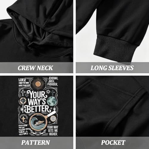 Boys Your Way Better Christian Hoodie Kids Faith God Sweatshirt - color: Black, size: 11-12 Years