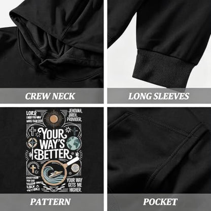Boys Your Way Better Christian Hoodie Kids Faith God Sweatshirt - color: Black, size: 11-12 Years