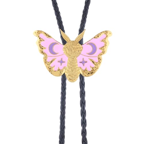 GelConnie Bolo Tie for Women Heart Cowboy Necktie Flower Gothic Mens Bolo Ties Bolero Necklace Red Western Ties for Men - color: Blue Gold Moth Tie