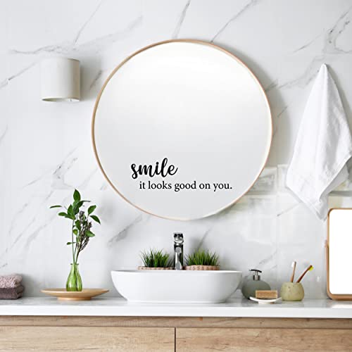 Motivational Mirror Decals - Set of 6 Black Vinyl Quotes Be Amazing Today, Smile It Looks Good On You, Just Breathe, Good Things are Coming - Bathroom Mirror Sticker - color: Black Motivational