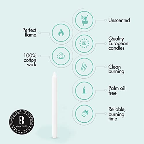 BOLSIUS White Candlesticks Bulk Pack 50 Count - Unscented Dripless 11.5 Inch Household & Dinner Candle Set - 12+ Burn Hours - Premium European Quality - Consistent Smokeless Flame - 100% Cotton Wick - style: 50 Count