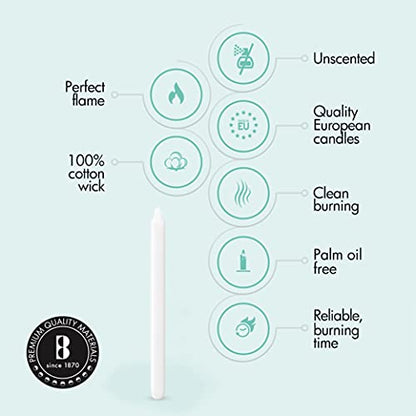 BOLSIUS White Candlesticks Bulk Pack 50 Count - Unscented Dripless 11.5 Inch Household & Dinner Candle Set - 12+ Burn Hours - Premium European Quality - Consistent Smokeless Flame - 100% Cotton Wick - style: 50 Count