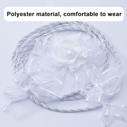 Wedding Lasso - Wedding Lasso Rope Catholicism Christian Wedding Ceremony,with 2 Pcs Prayer Beads，Bride and Groom Wedding Gift (White) - color: White