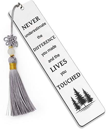 Ptzizi Inspirational Metal Engraved Bookmark with Tassel, Thank You Bookmark Clip for Women Men Friends Teachers Coworker Boss Book Lovers Retirement Graduation Christmas Birthday Gifts - color: Never Underestimate