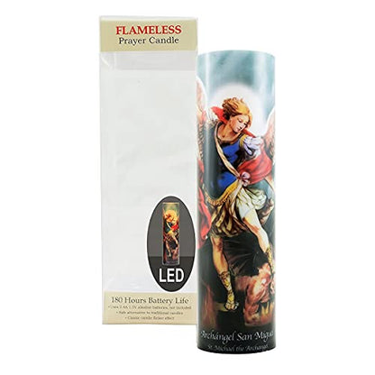 Stonebriar St. Micheal Flameless LED Devotional Prayer Candle with Automatic Timer - size: 1 Count, style: St Michael