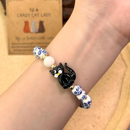 Virgin Mary Cross Bracelet with Miraculous Medal & Crucifix Charm - color: Black cat