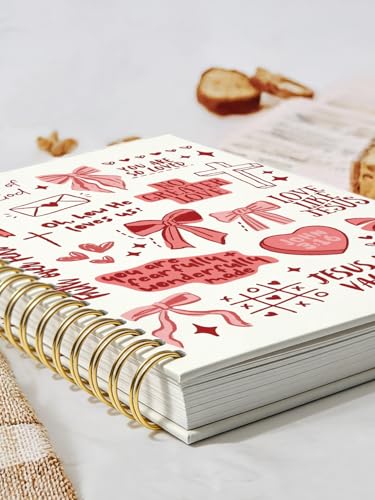 Bible Study Journal for Women,Christian Gifts for Women Teen Girls,Sermon Notes Hardcover Spiral Notebook,Prayer Journal,Jesus is My Valentine Notebook 5.5x8.3 Inch - color: BIBLE BOW