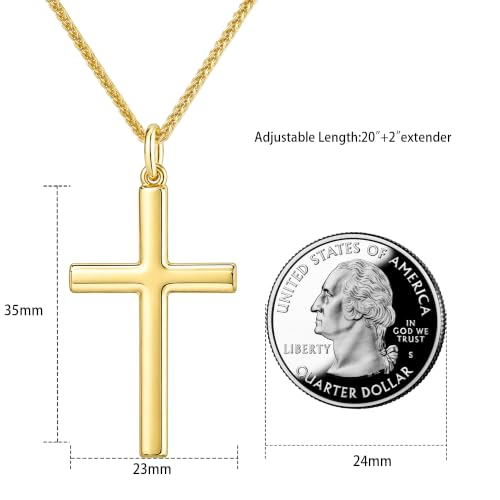 Cross Necklace for Men, Gold Silver Simple Cross Chain for Everyday Wear