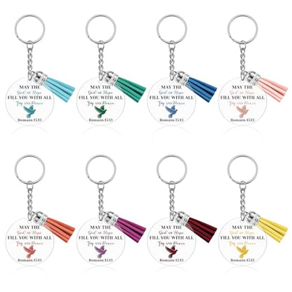 8 Pcs Christian Keychain for Women Men Acrylic Religious Keychain with Bible Verse Inspirational Religious Catholic Faith Spiritual Gifts for Women Scripture Key Chain Easter Christian Birthday Gift
