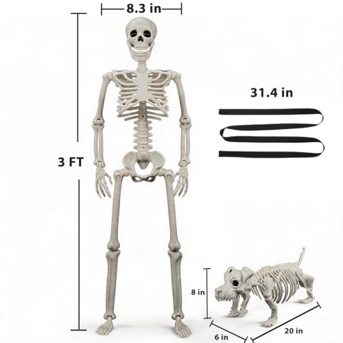 Human & Dog Skeleton Halloween Decorations Outdoor/Indoor - size: 3 FT