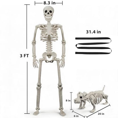 Human & Dog Skeleton Halloween Decorations Outdoor/Indoor - size: 3 FT