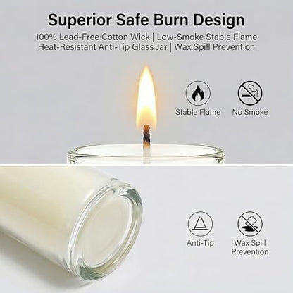 Pure Beeswax Candles, 128 Hour Long Burning Glass Jar Candle, Unscented White Prayer Candle for Church, Religious Ceremony, Memorial, Meditation, Home Altar & Emergency Use, 2 x 8 Inch - color: White