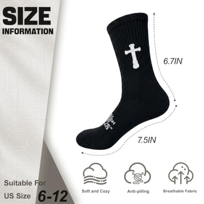 3 Pairs Unisex Cross Socks,Gifts for Christian: Easter Christmas - color: Philippians 4:13 - Black