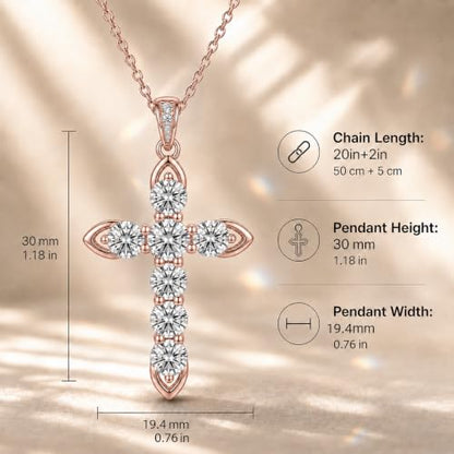 Cross Necklace 18k Gold Plated Christian Faith Jewelry Gift for Women - color: Cross-Rose Gold