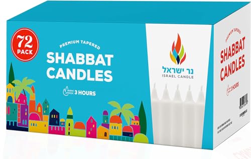 72 Shabbat Candles, 3 Hour White Traditional Shabbos Candle 4 Inch, (72 Pack) Sabbath White Taper Candles - size: 72 Ct. 3HR