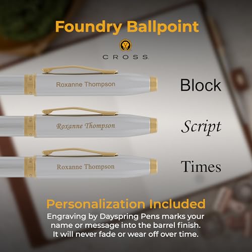 Cross Foundry Personalized Ballpoint Pen in Medalist Chrome with Gold Trim - color: Medalist