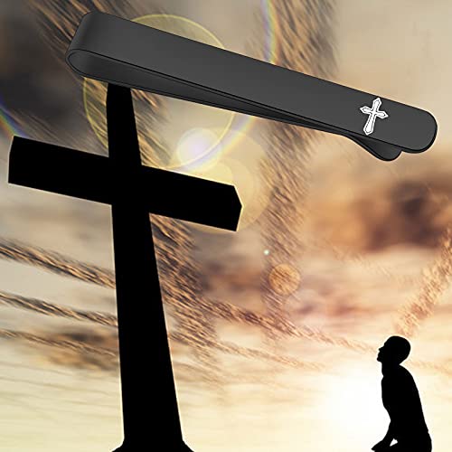 BEKECH Faith Christian Jewelry for Men - Cross Tie Clip Gift for Him, Boss, Coworkers, First Communion - color: Black