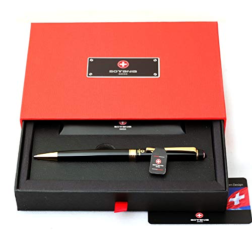 Swiss Engraved Pen – Personalized Luxury Brass Ballpoint Pen with Refill, Custom Laser Engraving Included, Gift-Boxed Executive Pen for Men, Fountain Pen Lovers, or Corporate Gifts