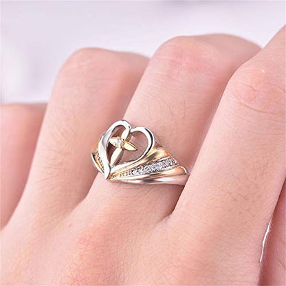 Two-Tone Cross Ring Vintage Tone Sterling Silver Carved with God All Things are Possible CZ Band Engagement Wedding Rings Flower Shape Hollow Heart AAA Cubic Zirconia Ring (10) - size: 10