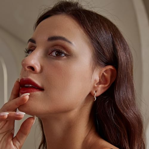 Silver Plated Hoop Earrings for Women Infinity Angel Feather Pearl Turquoise Cross Star Huggie Ear Buckles Hypoallergenic Posts Dainty Jewelry Gift - color: Silver Heart