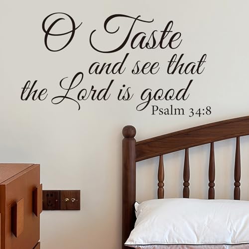 BATTOO O Taste and See That The Lord is Good - Vinyl Lettering Wall Decal Quote Bible Verse Scripture Psalm 34 8(Black, 22" WX12 H)
