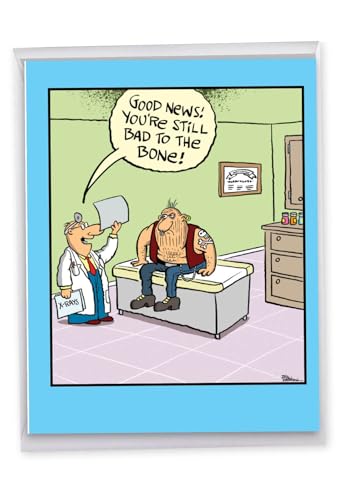 NobleWorks Jumbo Funny Get Well Greeting Card Bad To The Bone J9282GWG - style: Bad To The Bone