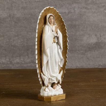 BC Catholic Our Lady of Guadalupe Statue, 7" H Virgen De Guadalupe Figure, Holy Mother Mary Religious Gift, Catholic Decor, Handpainted Renaissance Sculpture Purity & Grace Collection by Buildclassic - color: Gold&white Guadalupe