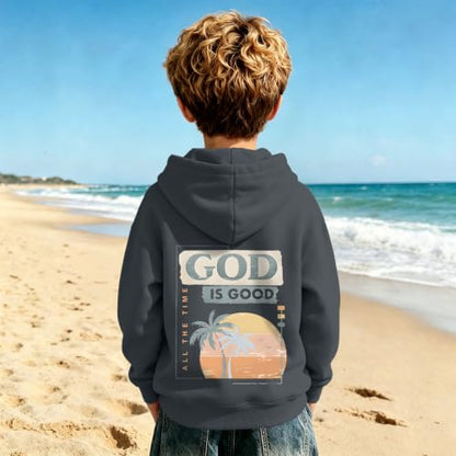 Fkatuzi Christian Graphic Hoodies For Boys Jesus God Is Good Hoodie Kids Faith Verse Bible God Religious Beach Pullover Tops - color: Deep Gray, size: 9-10 Years