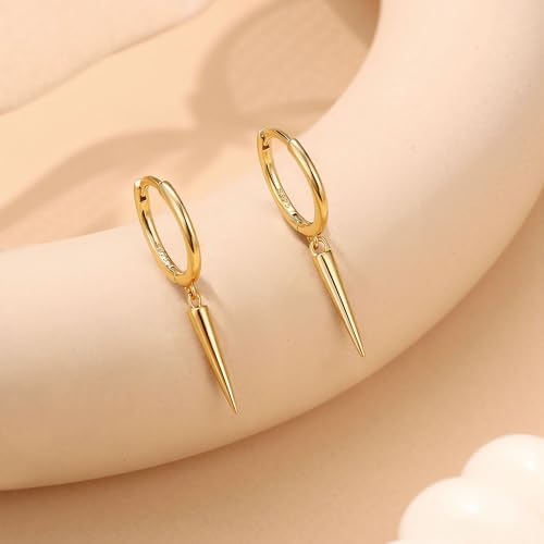 MILACOLATO 925 Sterling Silver Dangle Earrings for Women Hypoallergenic - color: gold-spike