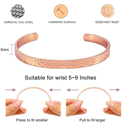 Inspirational Bible Verse Cuff Bracelet for Women, 18K Gold Plated Hammered Bangle, Christian Faith Jewelry Gift, Adjustable Non Tarnish - color: You are Loved! You are Valued! You are Beautiful!-Hammered Rose Gold