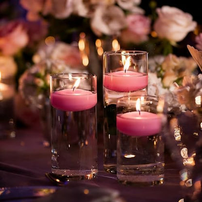 Pink Floating Candles 3 inch 12 Pack - color: Pink, size: D：3 in