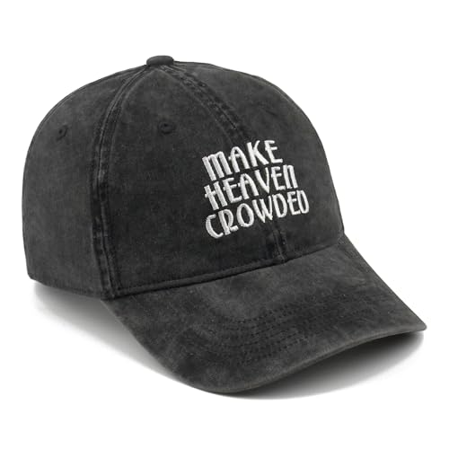 Inspirational Christian Baseball Cap, Adjustable Embroidered Cotton Hat for Men Women Dad Hat Gifts for His Her - color: Make Heaven Crowded - Black