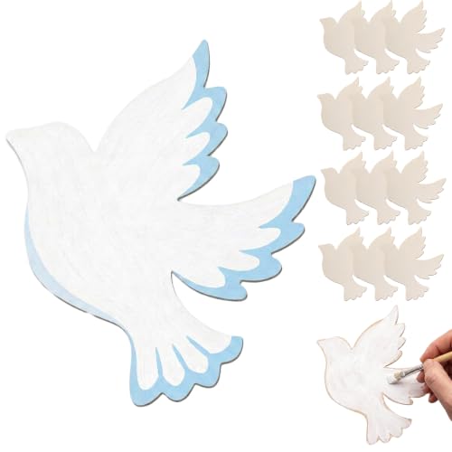12 Sets 11" Dove Wooden Cutouts Large Pigeon Unfinished DIY Craft - style: Dove