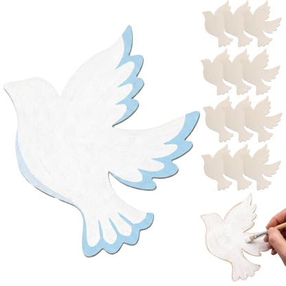 12 Sets 11" Dove Wooden Cutouts Large Pigeon Unfinished DIY Craft - style: Dove