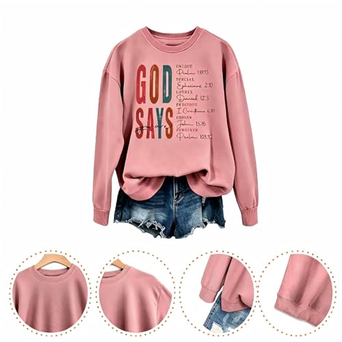 Faith Sweatshirts for Women Christian Jesus God Graphic Sweatshirt - color: Rosegold, size: Medium