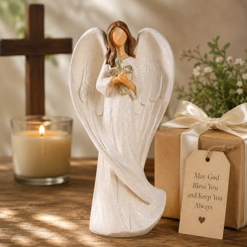 Hodao Cross Angel Figurine Hand-Painted Resin All-Season Gift - style: Holding a cross