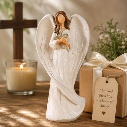 Hodao Cross Angel Figurine Hand-Painted Resin All-Season Gift - style: Holding a cross